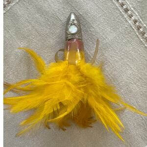 VTG Abalone Inlaid Tuna Trolling Lure Lead Head Barracuda Yellow Rooster Feather